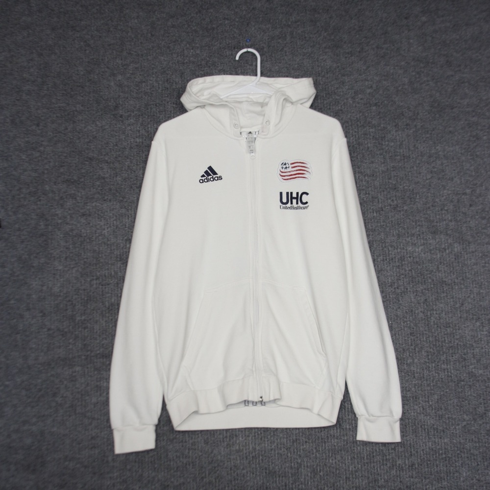 Adidas New England Revolution Soccer Hoodie Mens M White Full Zip UHC Logo